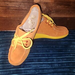 SAS Orange Leather Yellow Oxford Loafers...size 7.5 women’s